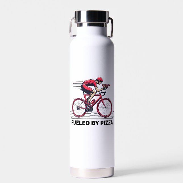 Bouteille D'eau Alimenté Par Pizza Cyclist (Avant)