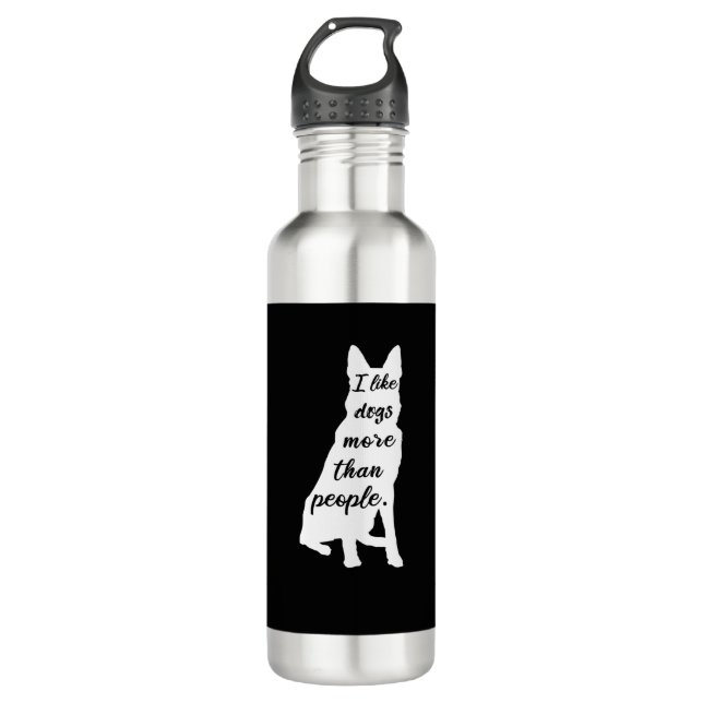 Bouteille D'eau Allemand Sheperd j'aime la conception blanche de (Devant)