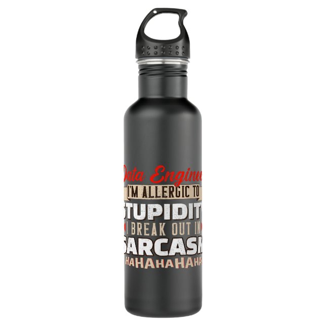 Bouteille D'eau Allergique À La Stupidité Sarcasme Ingénieur De Do (Devant)