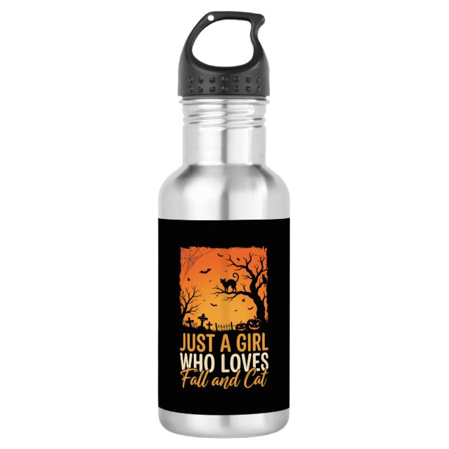 Bouteille D'eau Amateur de chat Halloween Graphique de coucher de  (Devant)