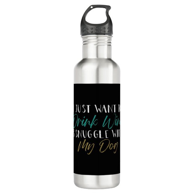 Bouteille D'eau Amoureux des chiens, amateur de vin, Drôle de dire (Devant)