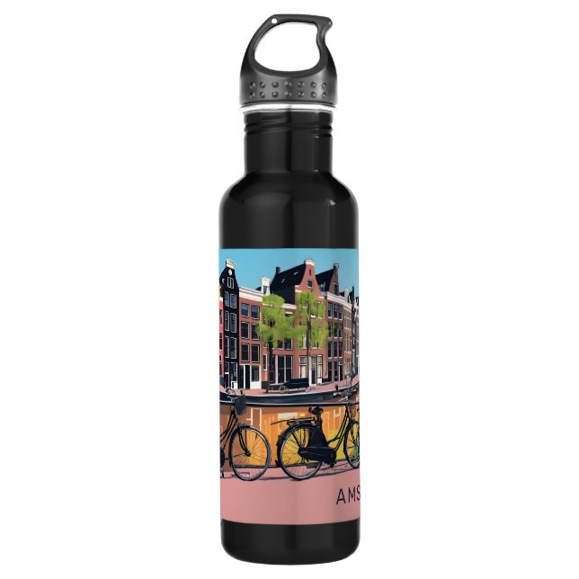 Bouteille D'eau Amsterdam de texte personnalisé (Devant)