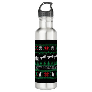 Bouteille D'eau Amusant Wolf Wolf Lover laide pull de Noël