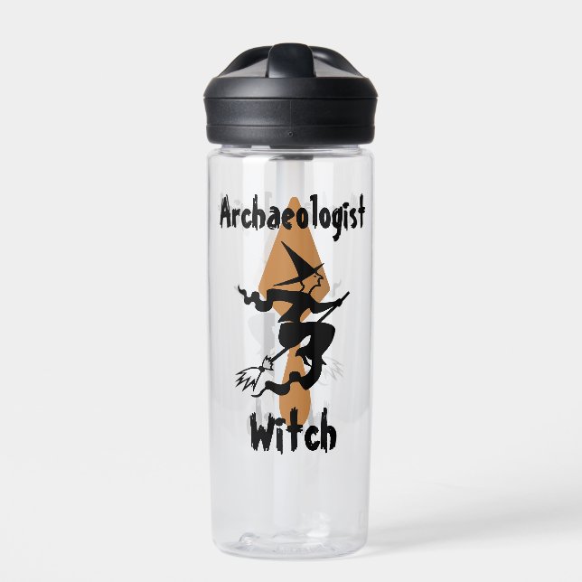 Bouteille D'eau Amusante sorcière archéologue sur un balai et Trow (Extérieur)