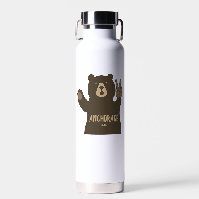 Bouteille D'eau Ancrage de l'ours de paix de l'Alaska (Avant)