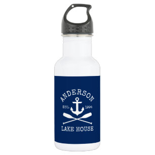 Bouteille D'eau Ancre nautique Oars Family Lake House Marine Blue