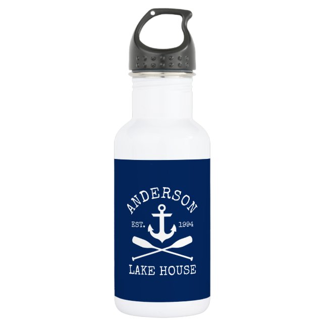 Bouteille D'eau Ancre nautique Oars Family Lake House Marine Blue (Devant)
