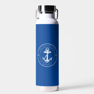 Bouteille D'eau Ancre nautique personnalisée Nom du bateau Bleu