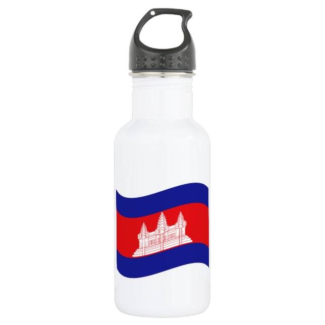 Bouteille D'eau Angkor Vat Drapeau Cambodgien Vague (Devant)