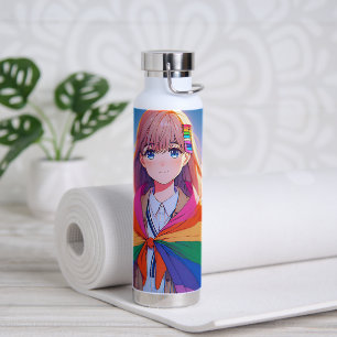 Bouteille D'eau Anime Girl avec LGBTQIA+ Cape