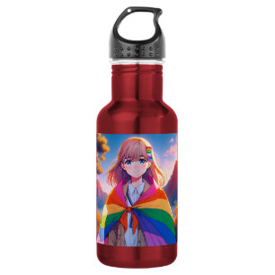 Bouteille D'eau Anime Girl avec LGBTQIA+ Cape