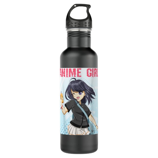 Bouteille D'eau Anime Girl Japanese Aesthetic Mangan Girls  (Devant)