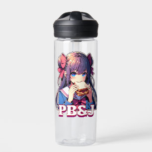 Bouteille D'eau Anime Girl mangeant un sandwich PB&J