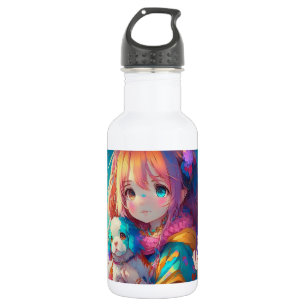 Bouteille D'eau Anime Girl with Puppy
