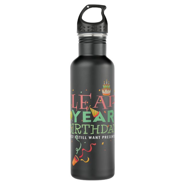 Bouteille D'eau Année bissextile Anniversaire Amusant Février 29e  (Devant)