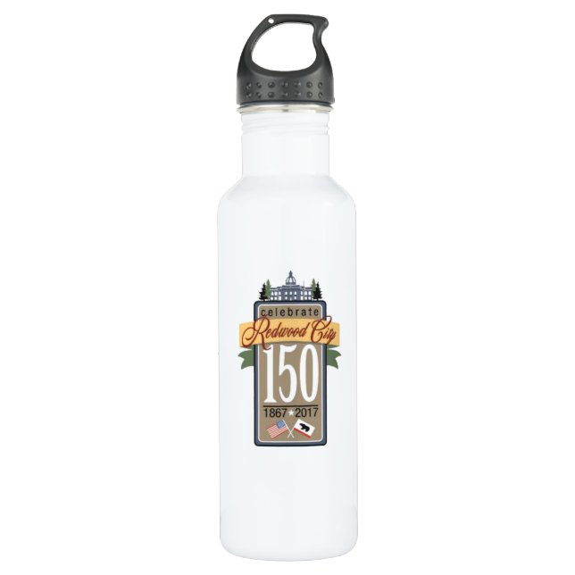 Bouteille D'eau Anniversaire de Redwood City 150th (Devant)