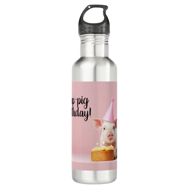 Bouteille D'eau Anniversaire du cochon de lait ! (Devant)