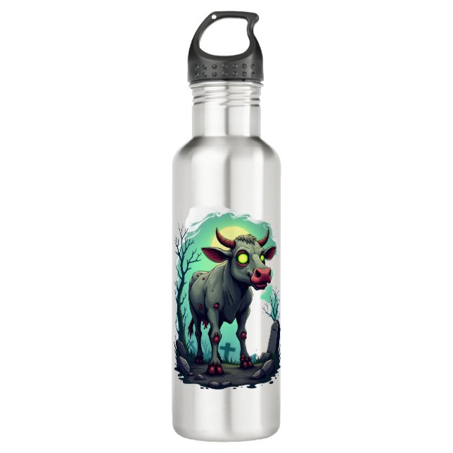 Bouteille D'eau Apocalypse de vache zombie (Devant)