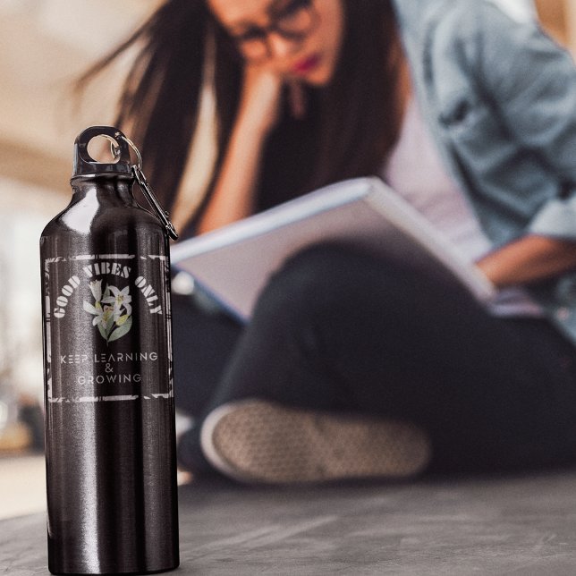 Bouteille D'eau Apprentissage et conception de Good Vibes uniqueme (Créateur téléchargé)
