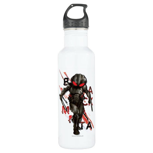 Bouteille D'eau Aquaman | Black Manta Scattered Typography Graphic (Devant)