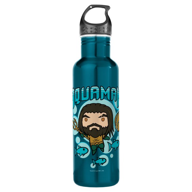Bouteille D'eau Aquaman | Chibi Aquaman Graphisme sous-marin (Devant)