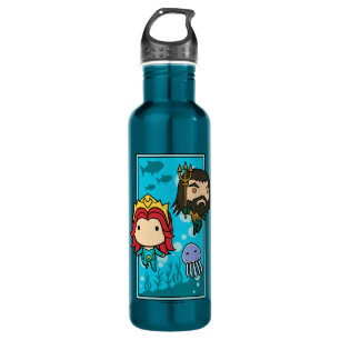 Bouteille D'eau Aquaman   Chibi Mera & Aquaman Graphisme sous-mari