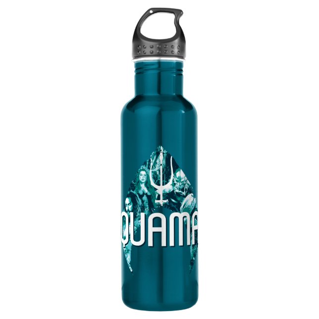 Bouteille D'eau Aquaman | Orin, Mera, Orm & Manta Noir En Symbole (Devant)
