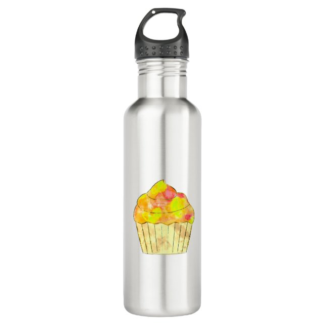 Bouteille D'eau Aquarelle Cupcake Peinture (Devant)