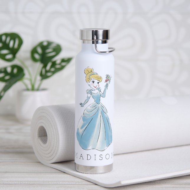 Bouteille D'eau Aquarelle Disney Cinderella | Ajoutez votre nom (Yoga)