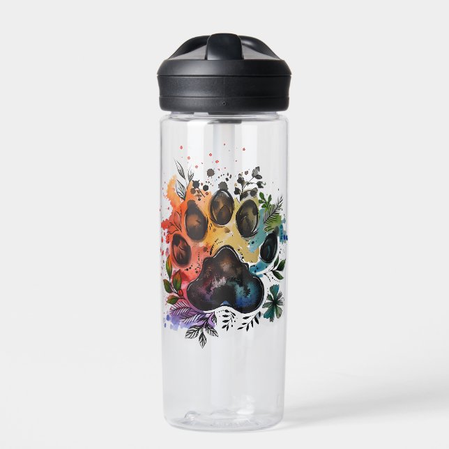 Bouteille D'eau Aquarelle Empreinte de patte Boho (Extérieur)