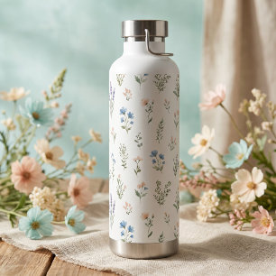 Bouteille D'eau Aquarelle Fleur Sauvage Bleu Lavande Boho Cottage