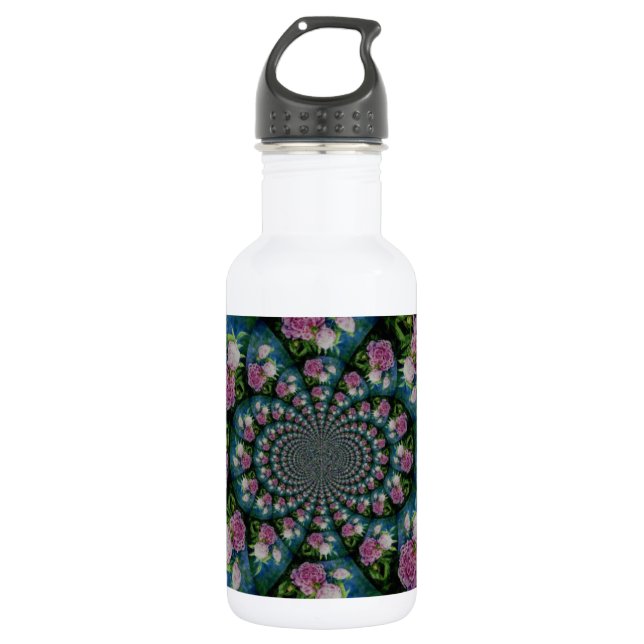 Bouteille D'eau Aquarelle florale de pivoine rose blanc (Devant)