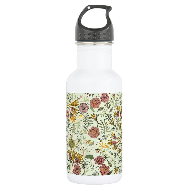 Bouteille D'eau Aquarelle Florale Fleurs d'abeille Élégante Modern (Devant)