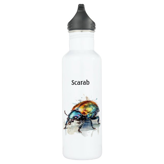 Bouteille D'eau Aquarelle Iridescente Beetle, personnalisé (Droite)