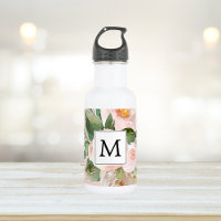 Aquarelle moderne Fleurs roses Monogrammes