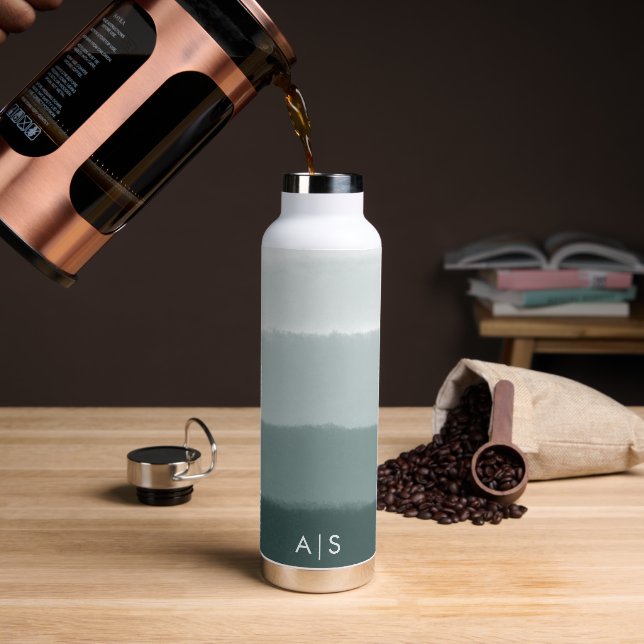 Bouteille D'eau Aquarelle monogramme chic ombre d'épicéa limé (Gym)