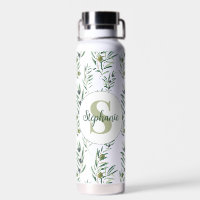 Aquarelle Monogramme Nom Motif Branches d'Olivier
