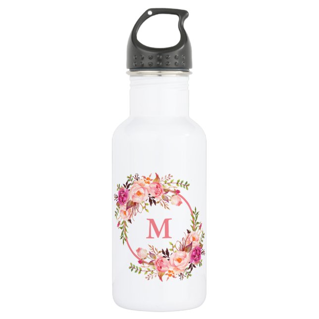 Bouteille D'eau Aquarelle Pink Florogram (Devant)