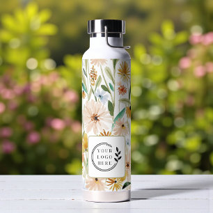 Bouteille D'eau Aquarelle rustique Fleurs sauvages Ajouter Logo En