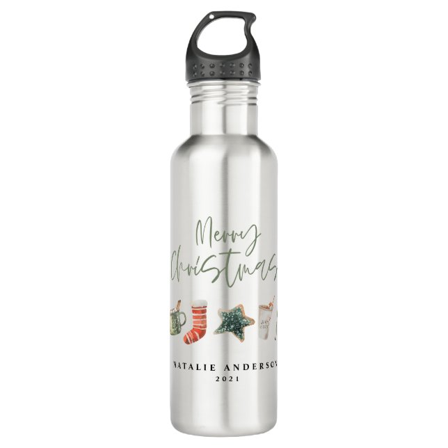 Bouteille D'eau Aquarelle sucre de canne de boissons de Noël (Devant)