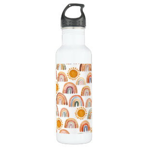 Bouteille D'eau Aquarelle Whimsical Boho Rainbow et Sun Kids
