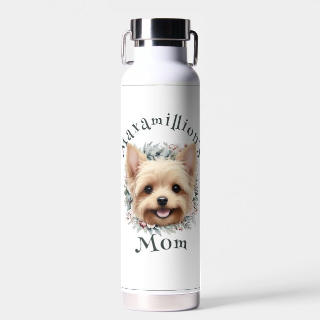 Bouteille D'eau Aquarelle Yorkie et couronne florale (Avant)