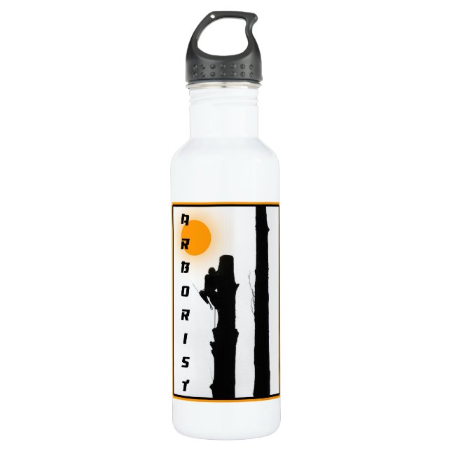 Bouteille D'eau Arboristes : Monteur de silhouette solaire (Devant)