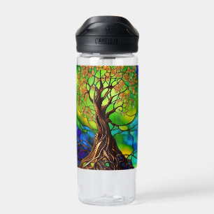 Bouteille D'eau Arbre coloré de la vie Vitrail Look II