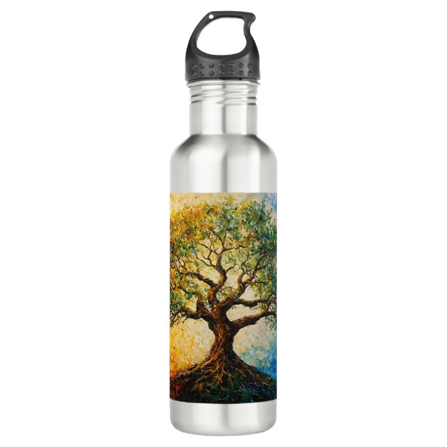 Bouteille D'eau Arbre de connaissances - Peinture à l'huile (Devant)