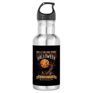 Bouteille D'eau Arbre effrayant Halloween pleine lune chat noir ci