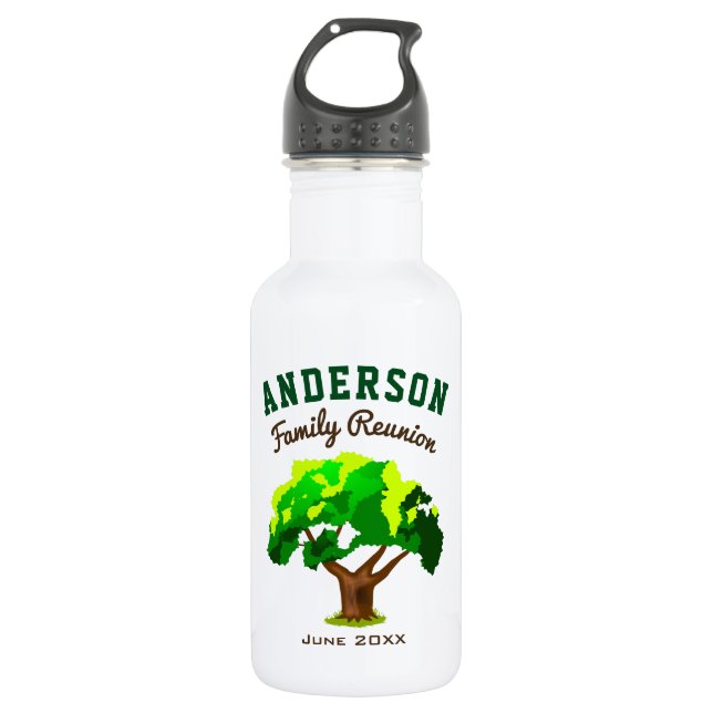 Bouteille D'eau Arbre vert Nom personnalisé Famille Réunion (Devant)