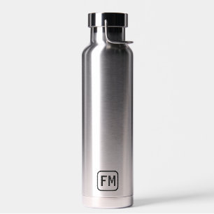 Bouteille D'eau Argent personnalisé avec Monogramme moderne noir