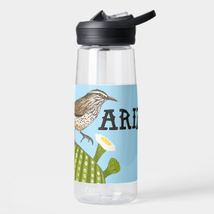 Bouteille D'eau Arizona Cactus Wren Saguaro Cactus Illustration