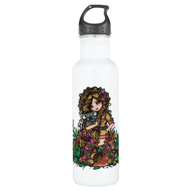 Bouteille D'eau Art de kangourou de koala de fille de l'Australie (Devant)